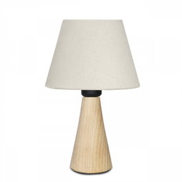 Opviq AYD-3644 Lámpara de mesa de madera y tela crema